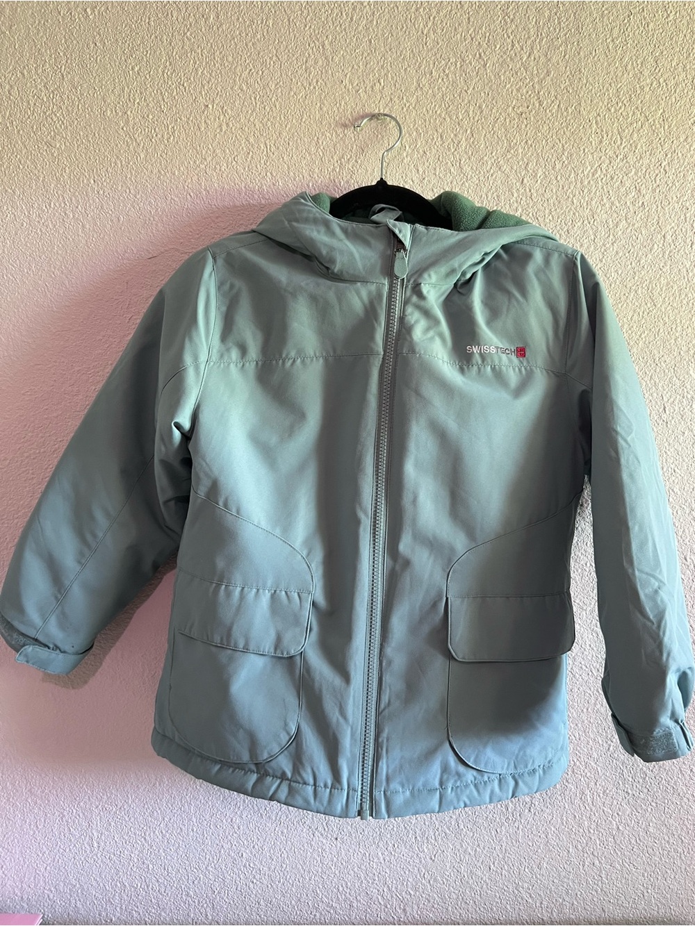 Swiss Tech Kids Mint Hooded Raincoat